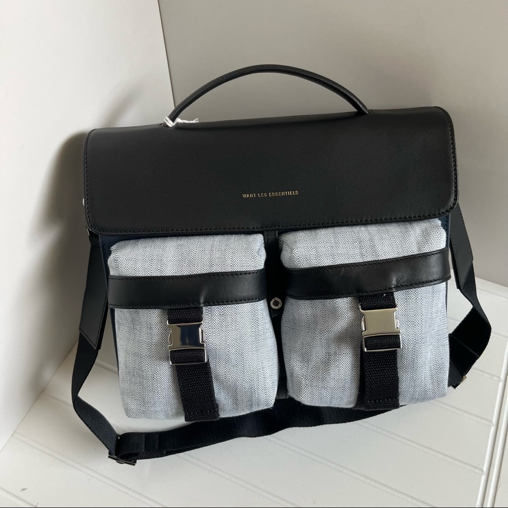 Want Les Essentiels Leather Canvas Durham Utility Messenger - Picture 2 of 7